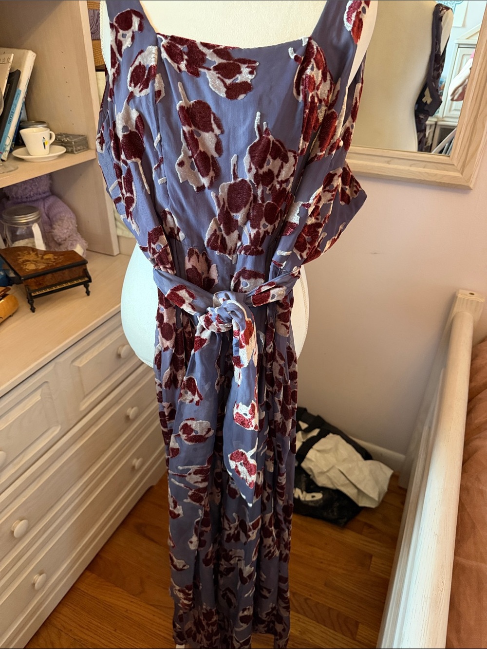 Anthropologie Moulinette Soeurs lined Floral motif Belted jumpsuit size 2.